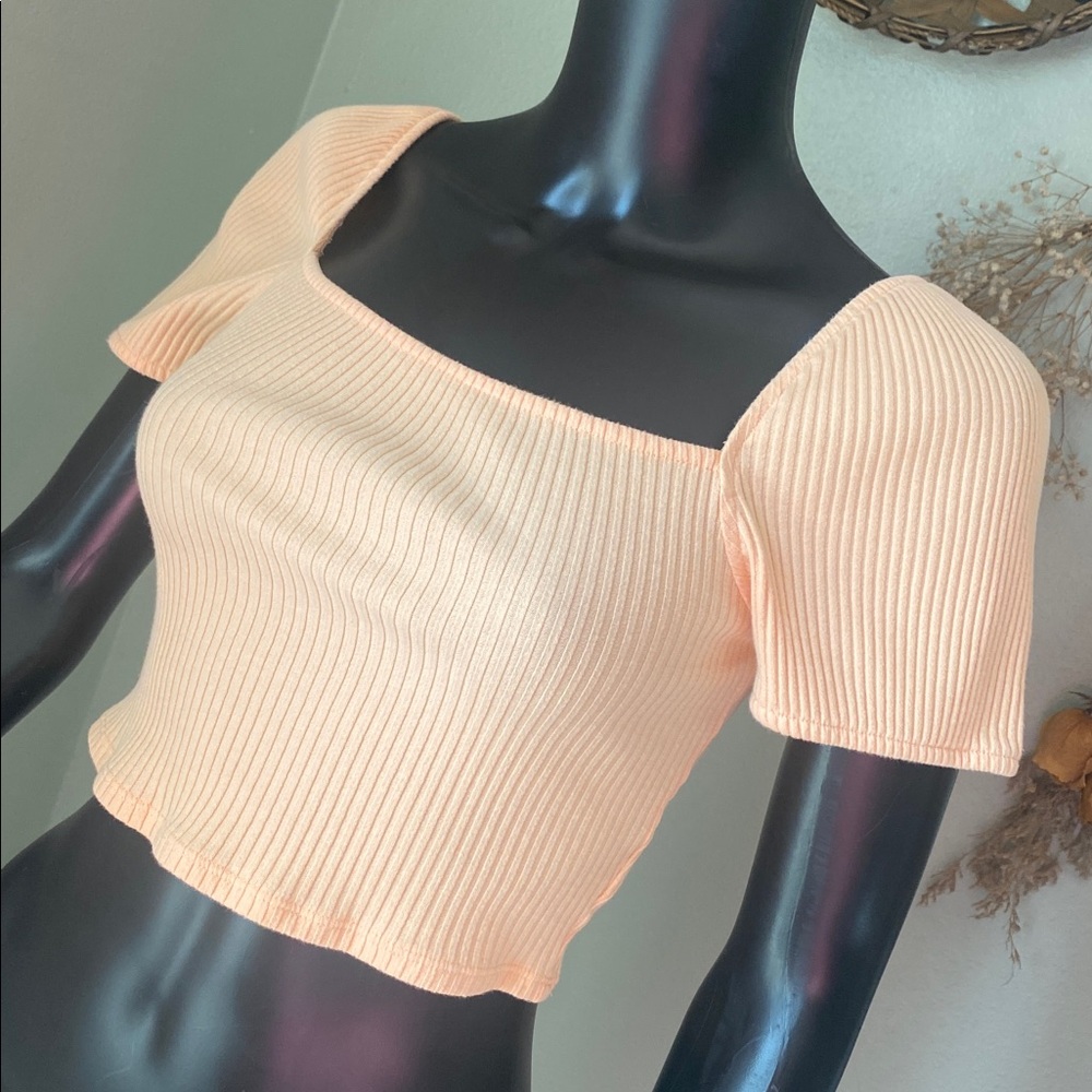 H&M Peach Ribbed Crop Top - Picture 5 of 12